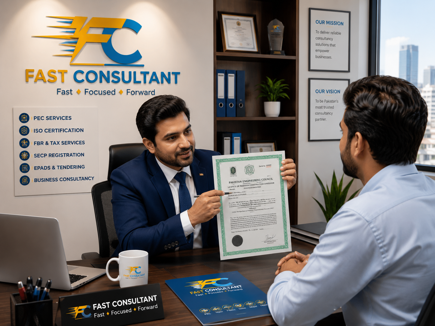 Pakistan Engineering Council (PEC) licence document handled by Fast Consultant